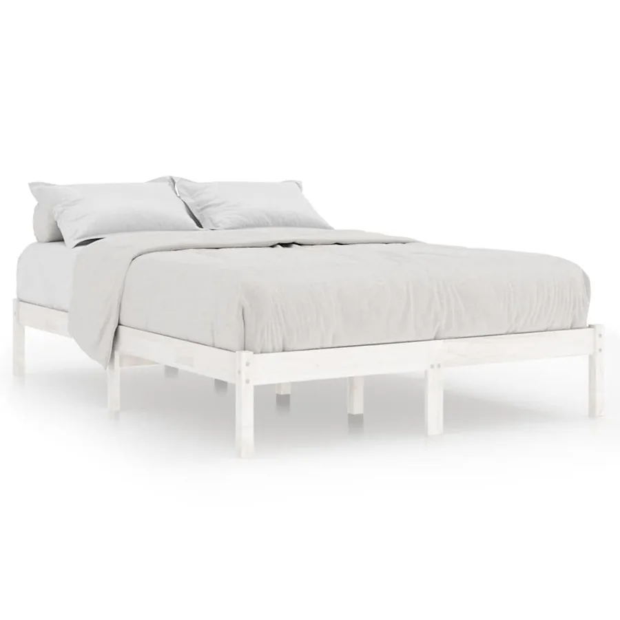 Cadre de lit sans matelas blanc bois massif 200x200 cm - 2