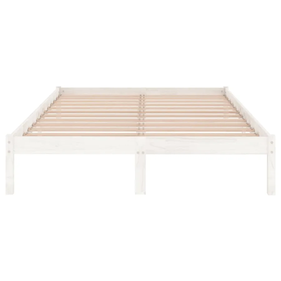 Cadre de lit sans matelas blanc bois massif 200x200 cm - 4