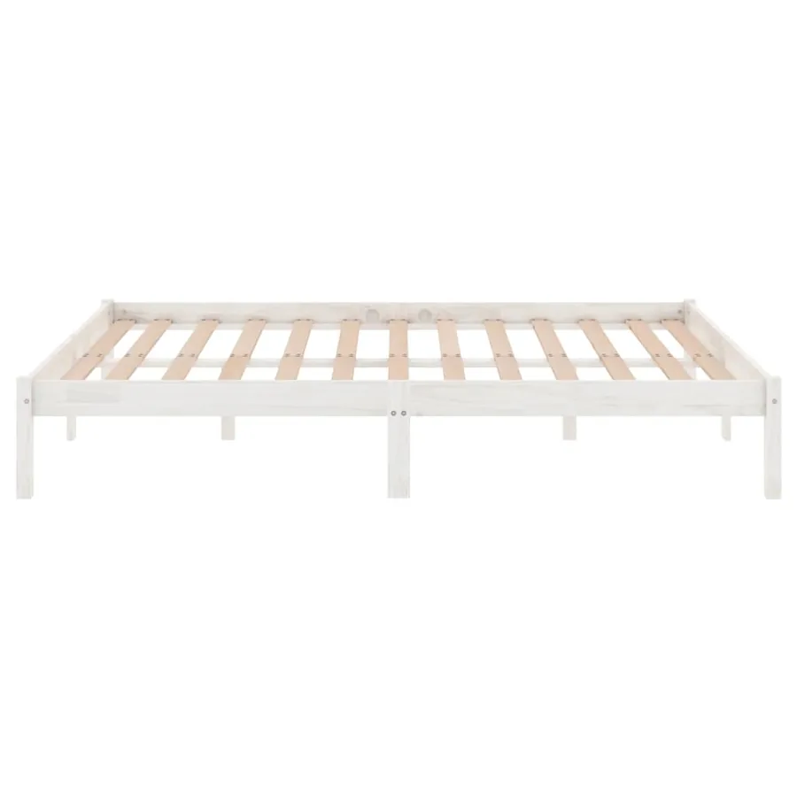Cadre de lit sans matelas blanc bois massif 200x200 cm - 5