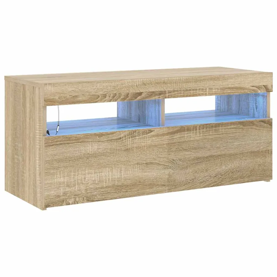 Meuble TV avec lumières LED chêne sonoma 90x35x40 cm - 2