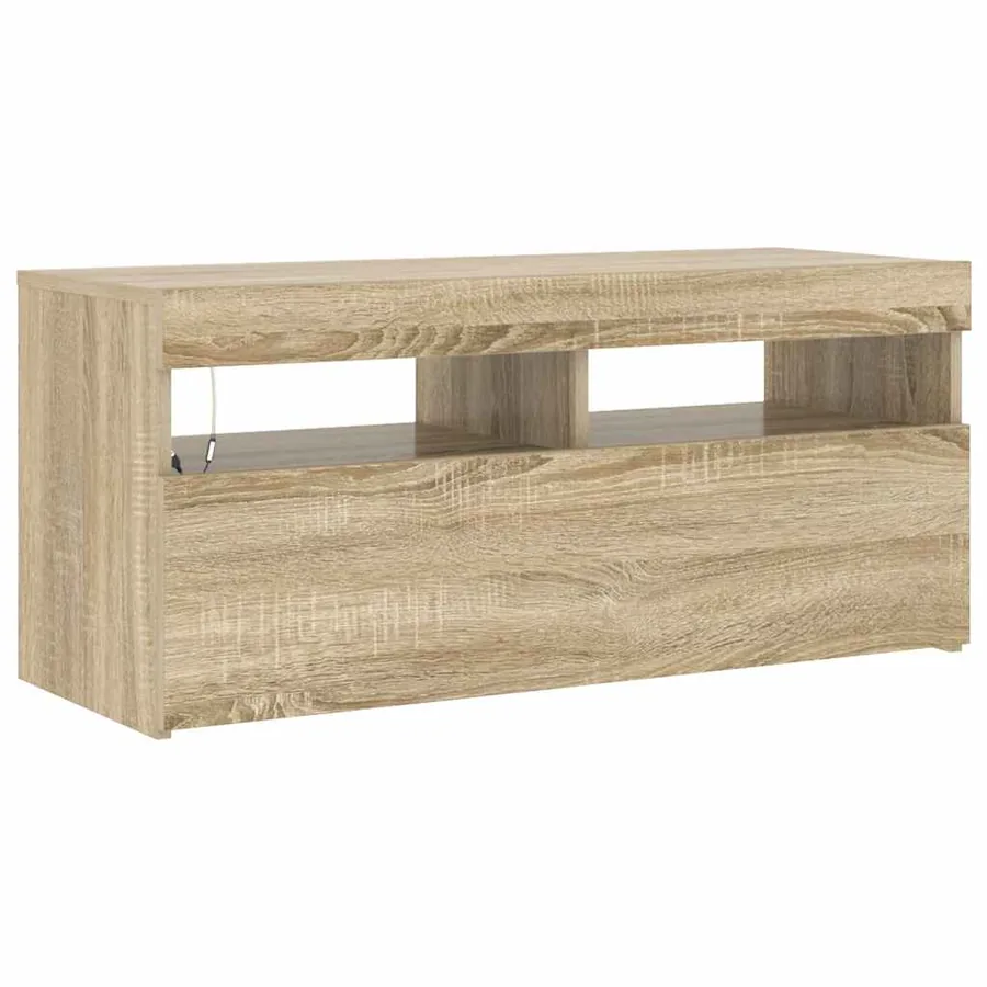Meuble TV avec lumières LED chêne sonoma 90x35x40 cm - 6