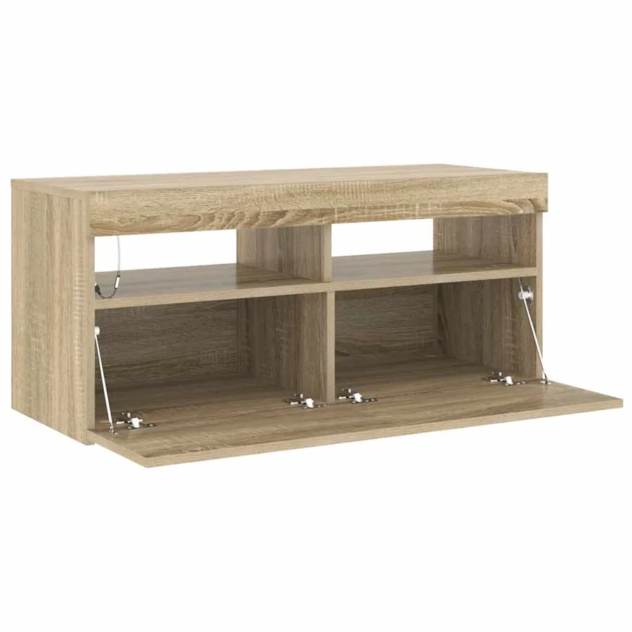 Meuble TV avec lumières LED chêne sonoma 90x35x40 cm - 7