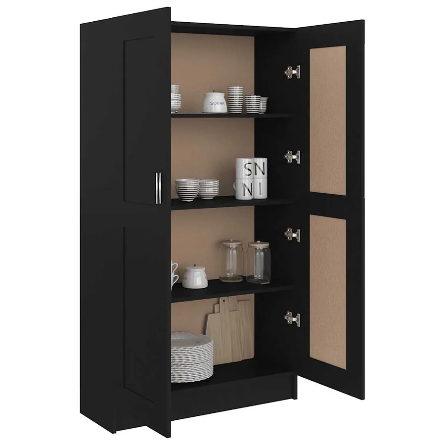 Bibliothèque Noir 82,5x30,5x150 cm Bois d’ingénierie - 7
