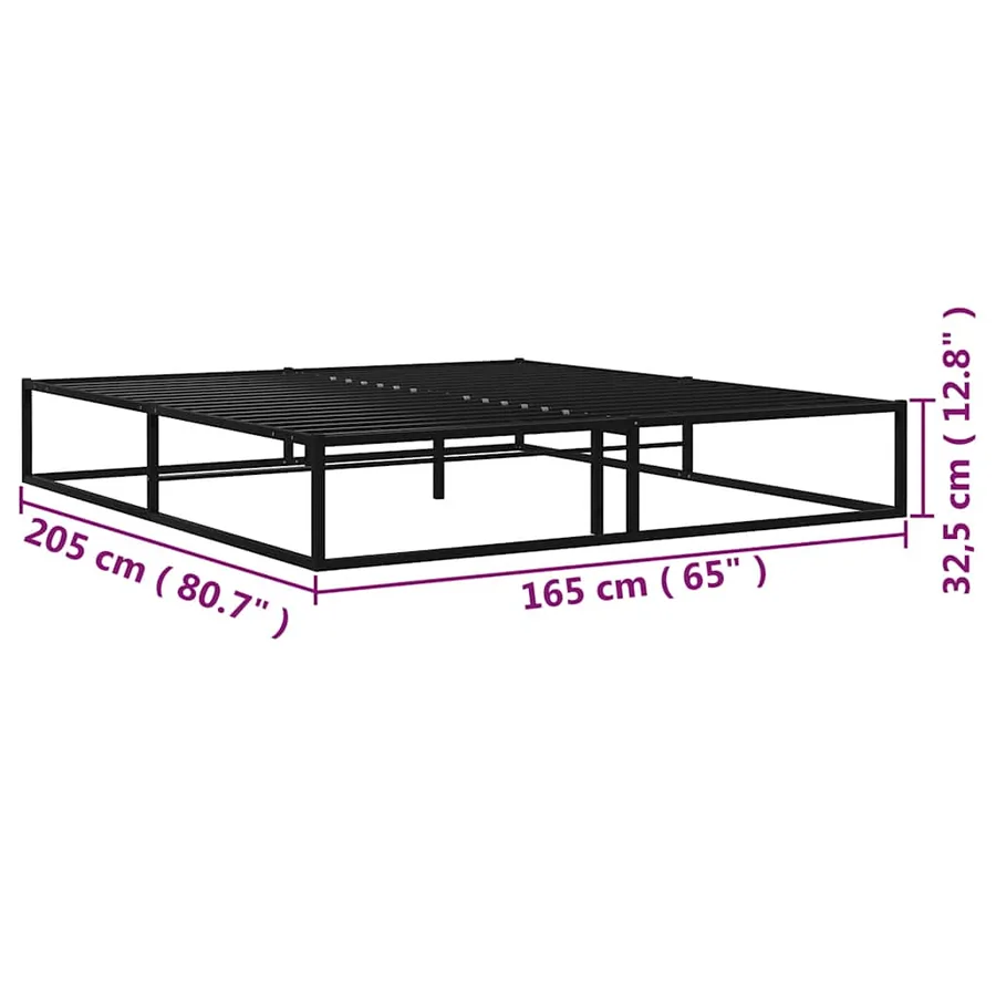 Cadre de lit sans matelas noir métal 160x200 cm - 7