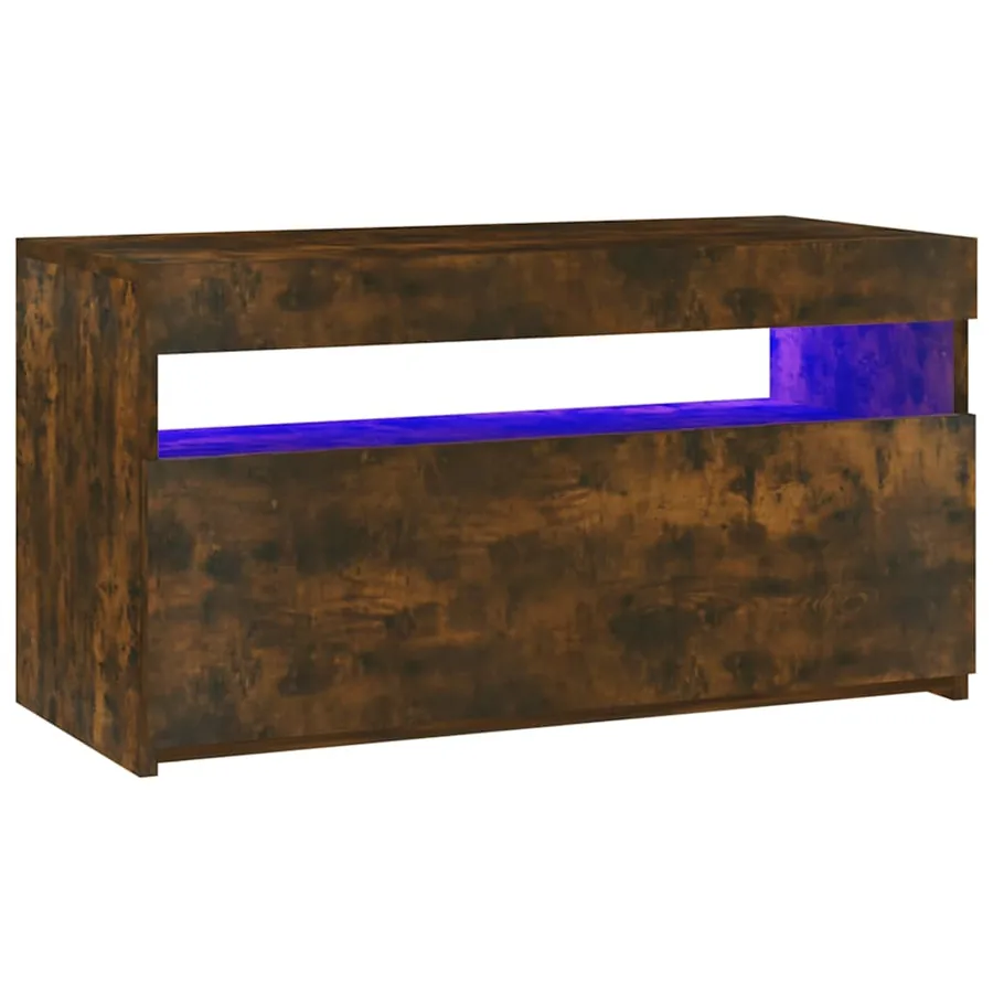 Meuble TV avec lumières LED Chêne fumé 75x35x40 cm - 12