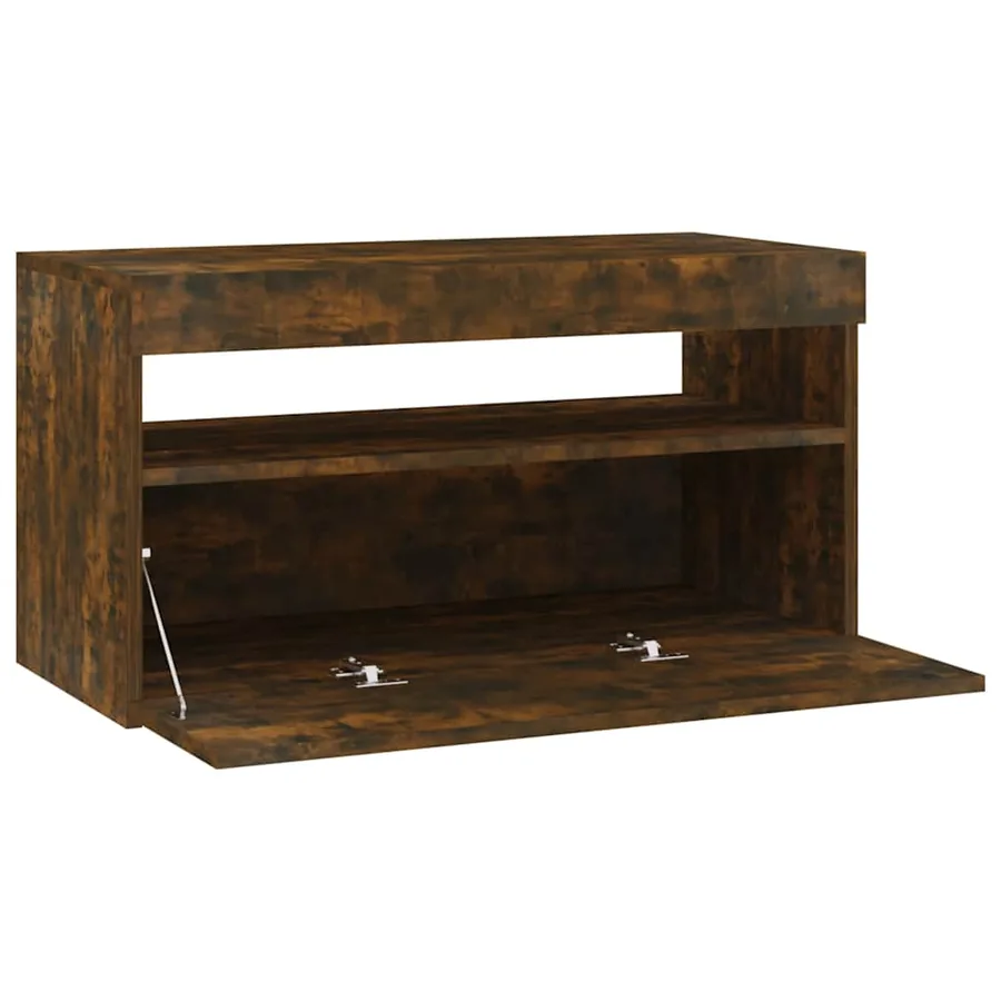 Meuble TV avec lumières LED Chêne fumé 75x35x40 cm - 6