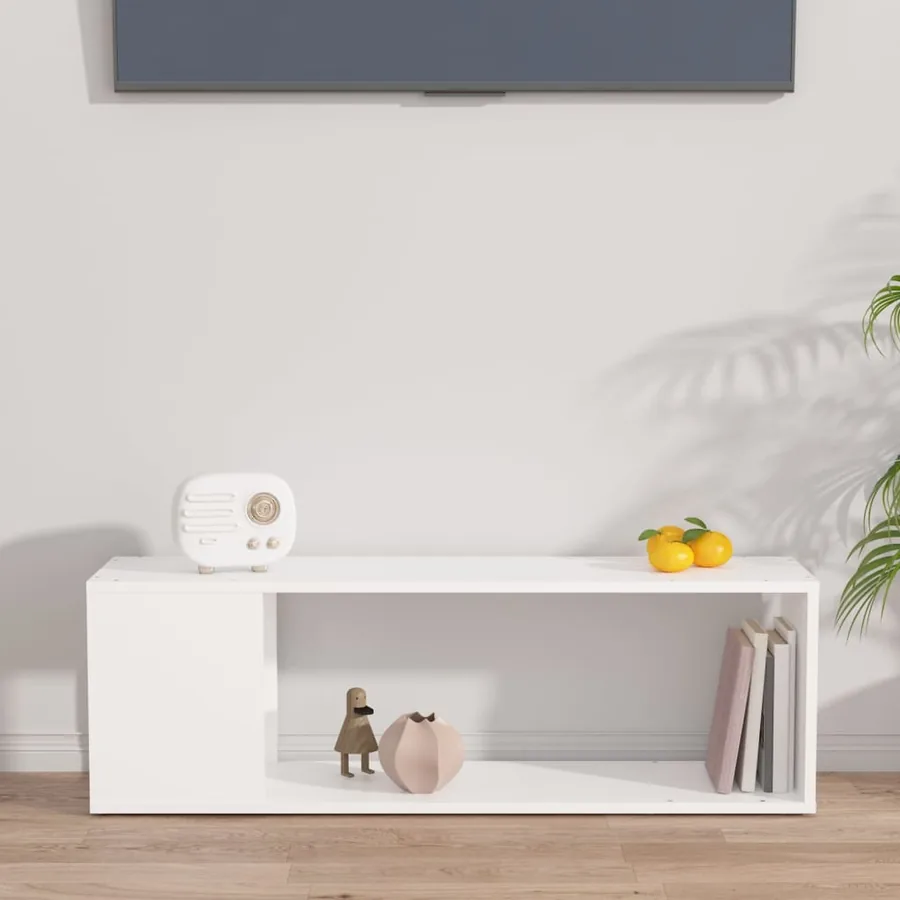 Meuble TV Blanc 100x24x32 cm Bois d'ingénierie - 5
