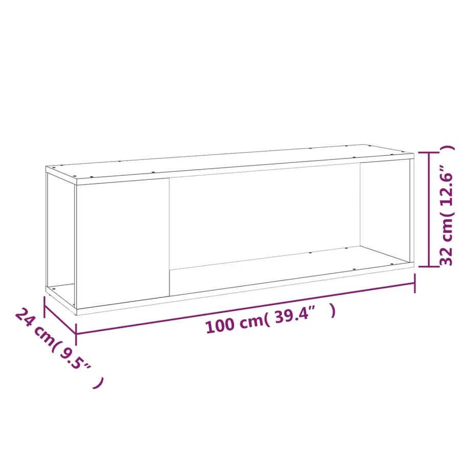 Meuble TV Blanc 100x24x32 cm Bois d'ingénierie - 8
