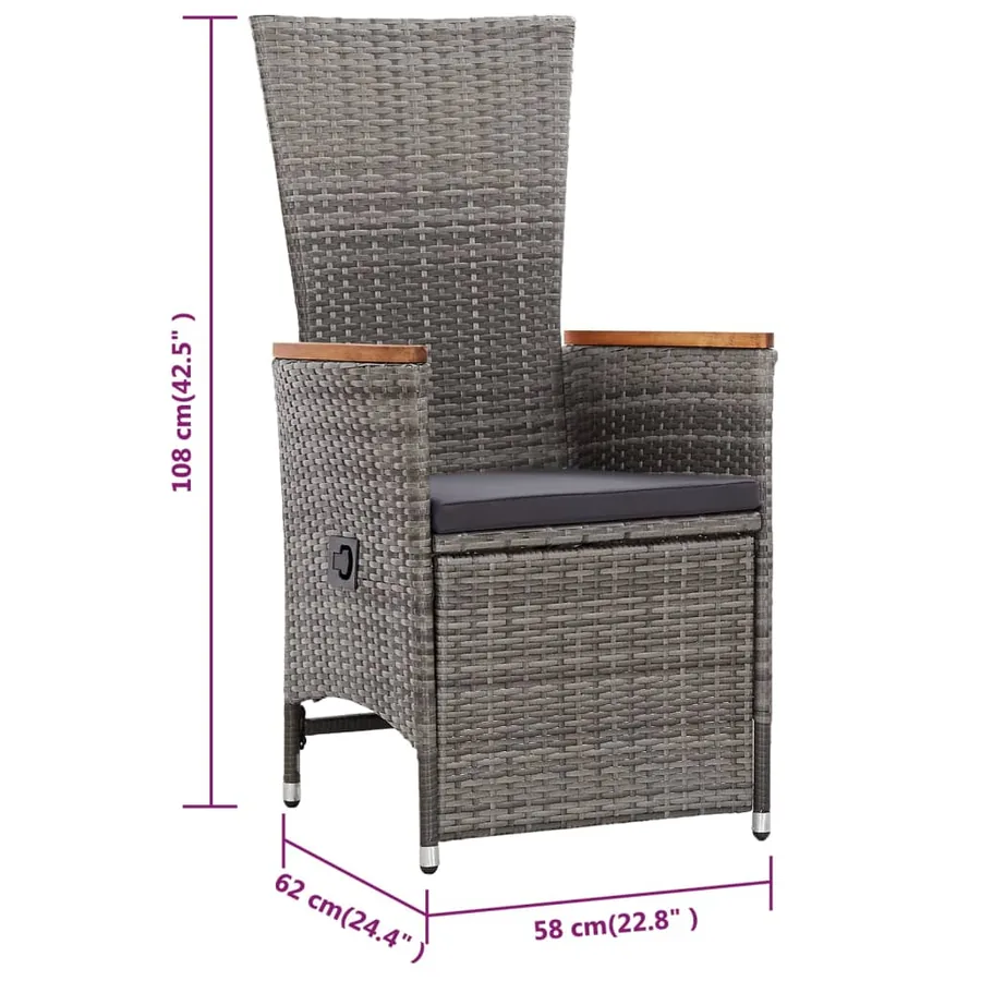 Ensemble à manger de jardin 5 pcs Gris - 8