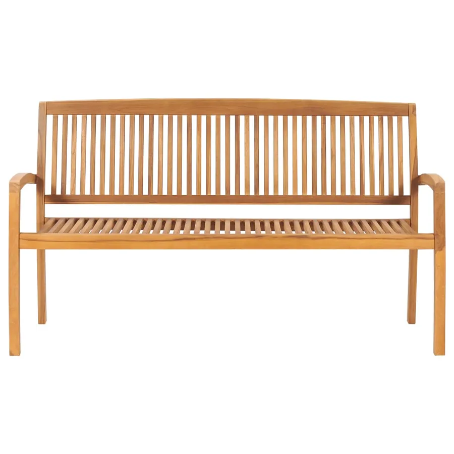 Banc de jardin empilable et coussin 159 cm Bois de teck massif - 3