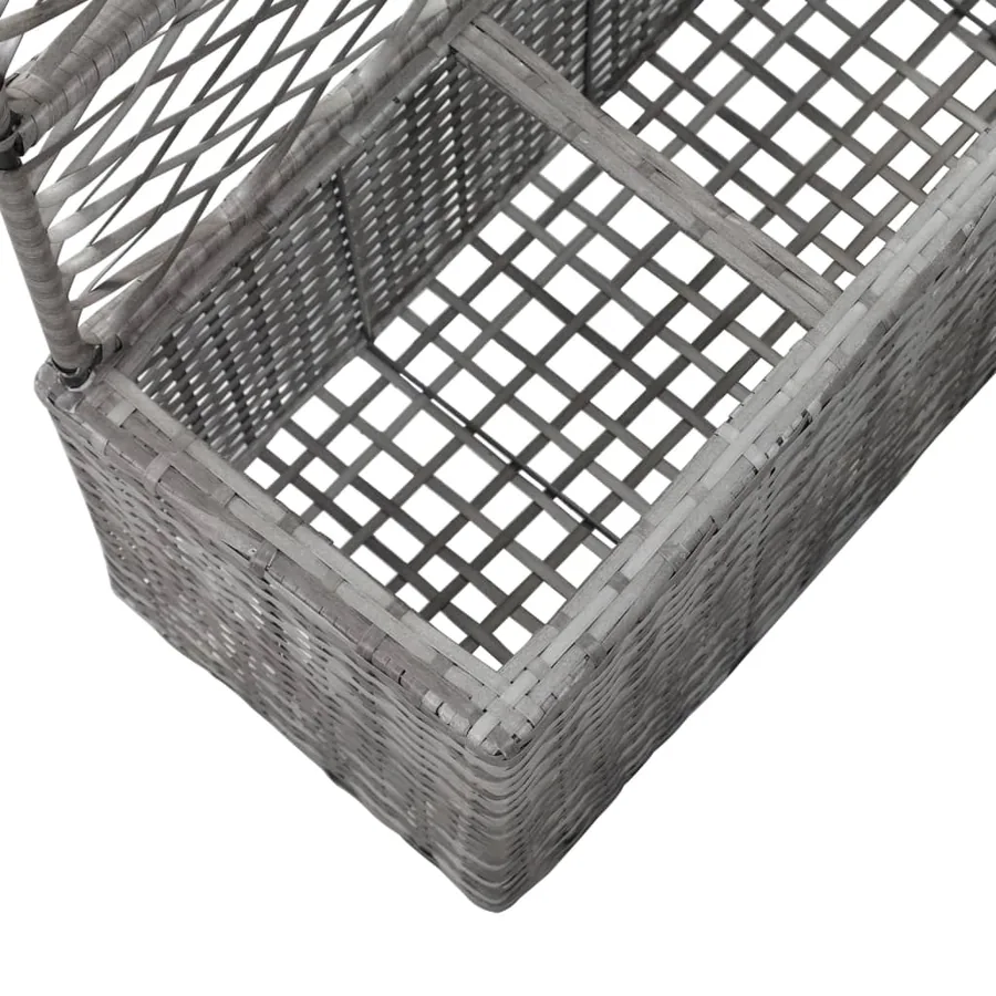 Lit surélevé en treillis 3 pots 83x30x130cm Résine tressée Gris - 6