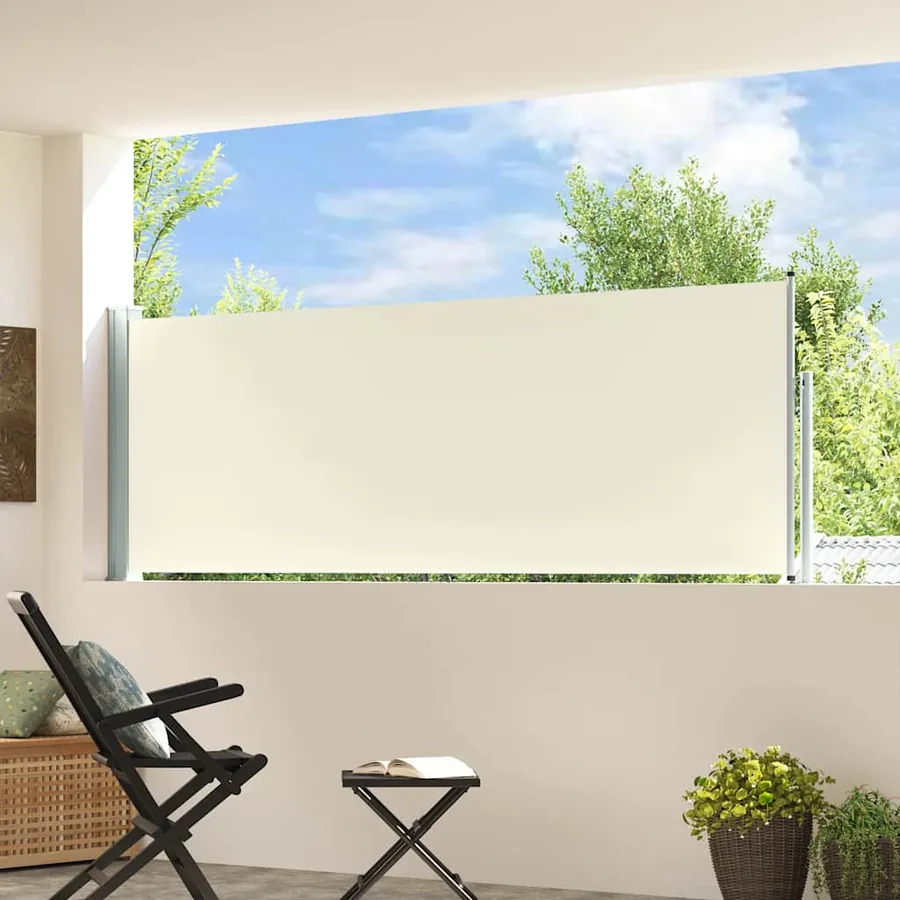 Auvent latéral rétractable de patio 100x300 cm Crème - 3