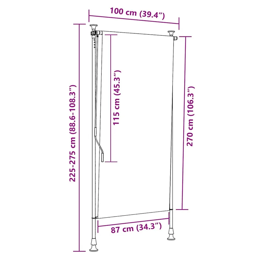 Store roulant d'extérieur 100 x 270 cm Anthracite - 7