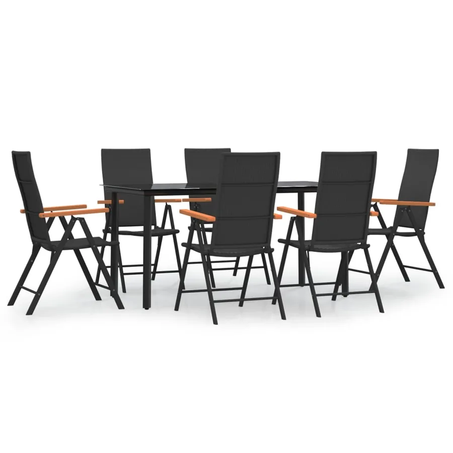 Ensemble à manger de jardin 7 pcs Noir et marron Résine tressée - 2