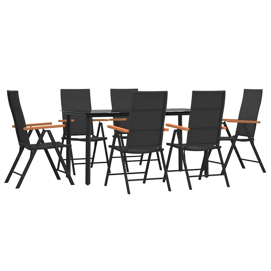 Ensemble à manger de jardin 7 pcs Noir et marron Résine tressée - 3