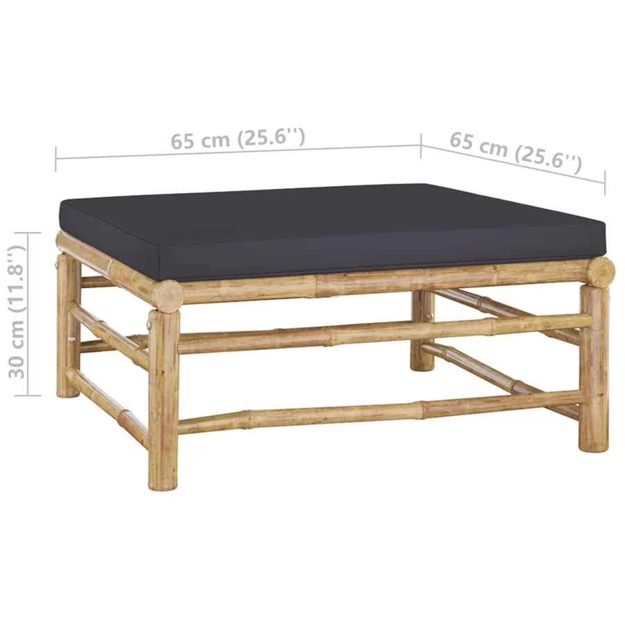 Salon de jardin 8 pcs avec coussins gris foncé bambou - 10
