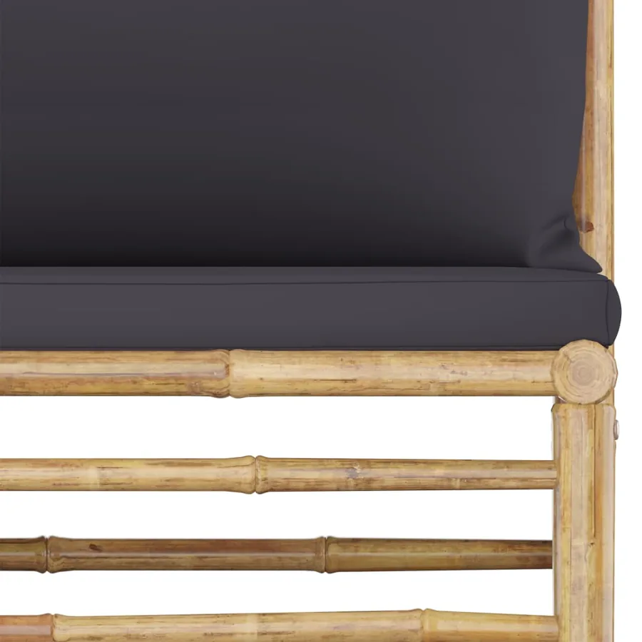Salon de jardin 8 pcs avec coussins gris foncé bambou - 13