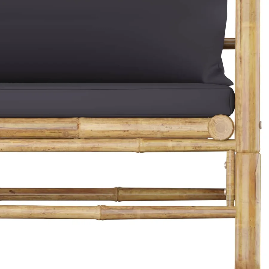 Salon de jardin 8 pcs avec coussins gris foncé bambou - 14
