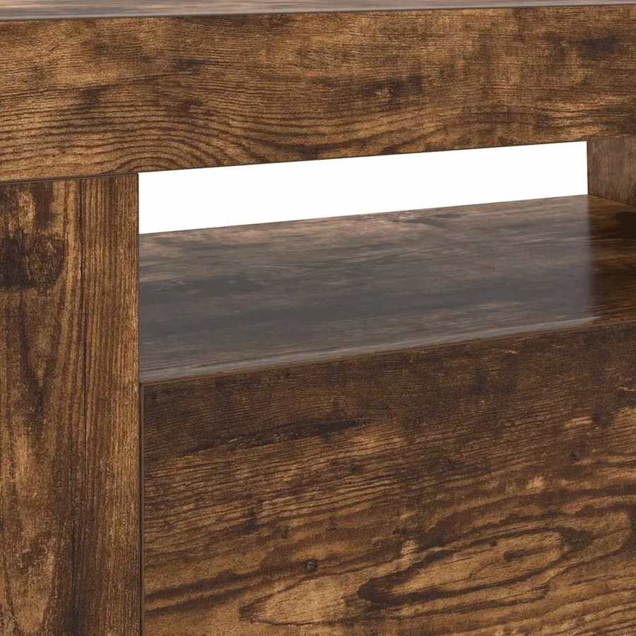 Meuble TV avec lumières LED Chêne fumé 120x35x40 cm - 10