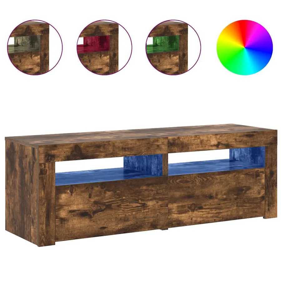 Meuble TV avec lumières LED Chêne fumé 120x35x40 cm - 12