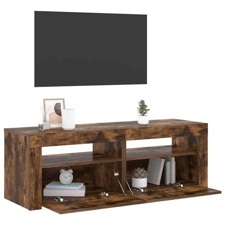 Meuble TV avec lumières LED Chêne fumé 120x35x40 cm - 4