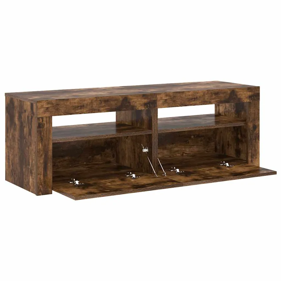 Meuble TV avec lumières LED Chêne fumé 120x35x40 cm - 6