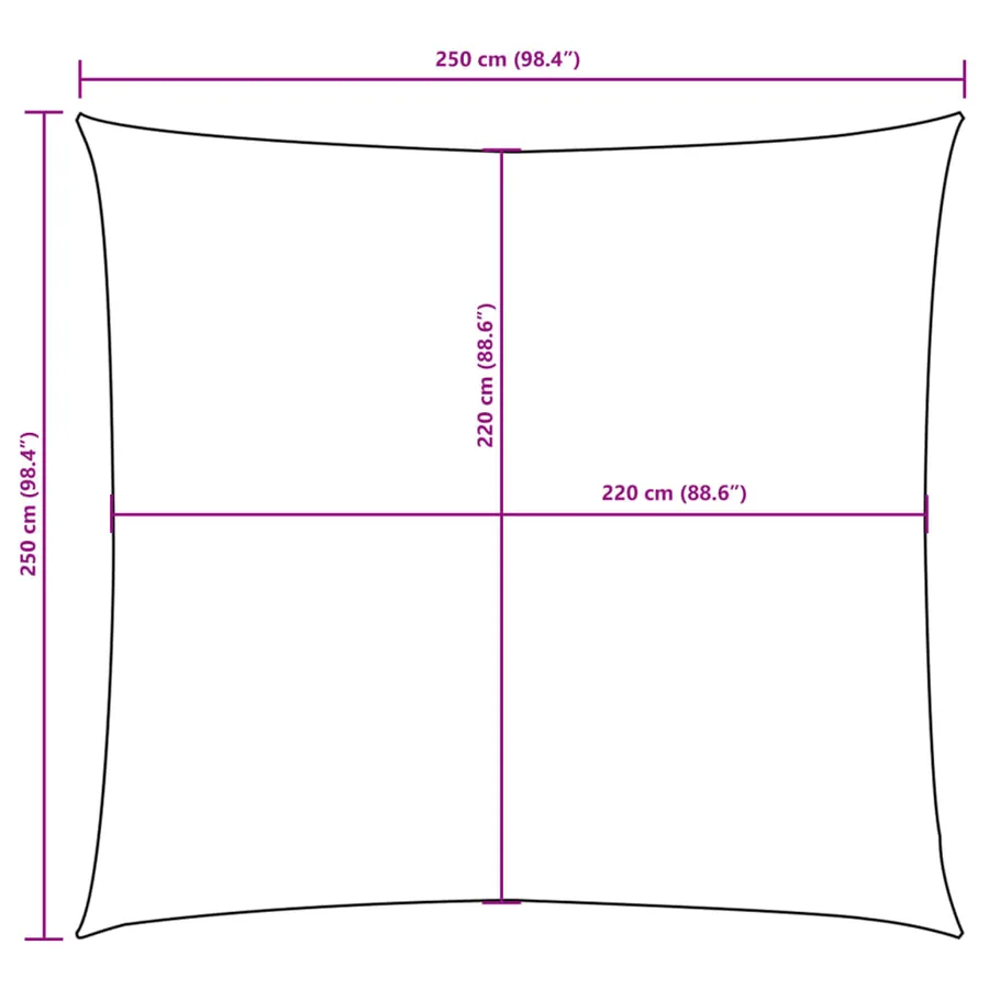 Voile de parasol tissu oxford carré 2,5x2,5 m blanc - 10
