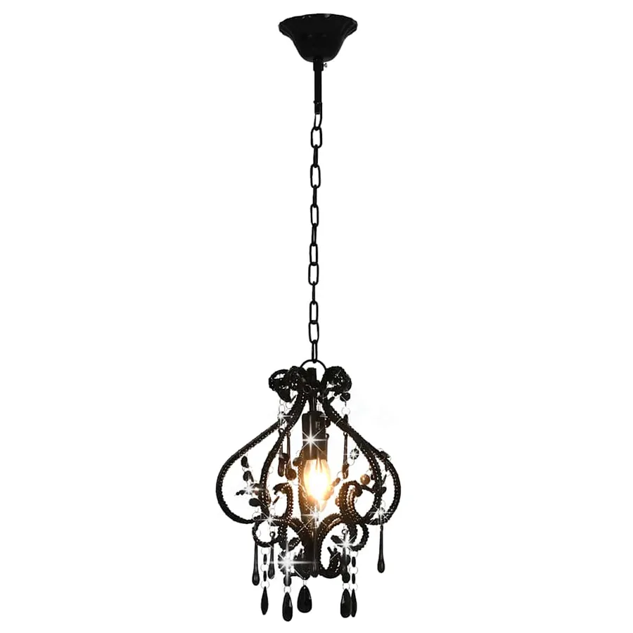 Plafonnier avec perles Noir Rond E14 - 3