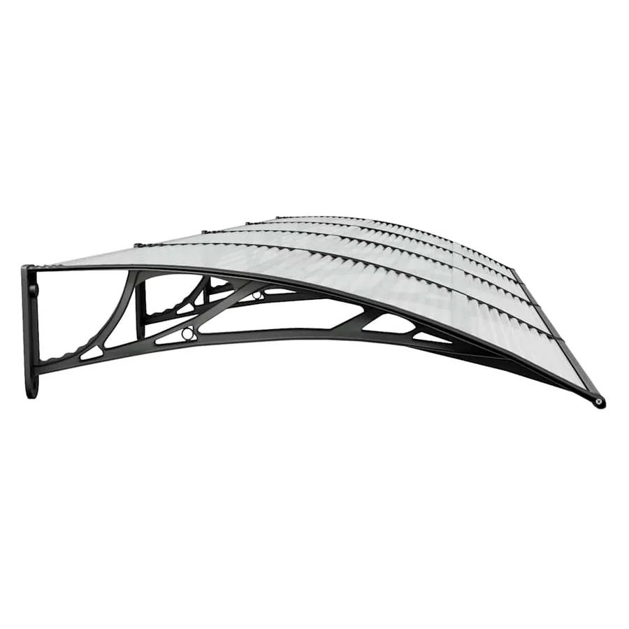Auvent de porte Noir 350x100 cm Polycarbonate - 5