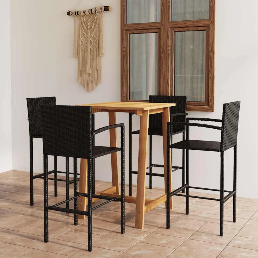 Ensemble de bar de jardin 5 pcs Noir