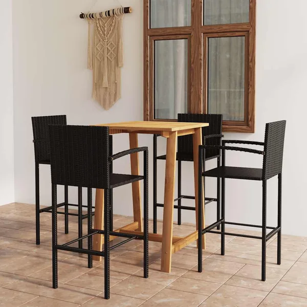 Ensemble de bar de jardin 5 pcs Noir