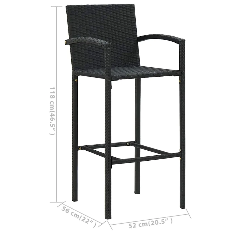 Ensemble de bar de jardin 5 pcs Noir - 11