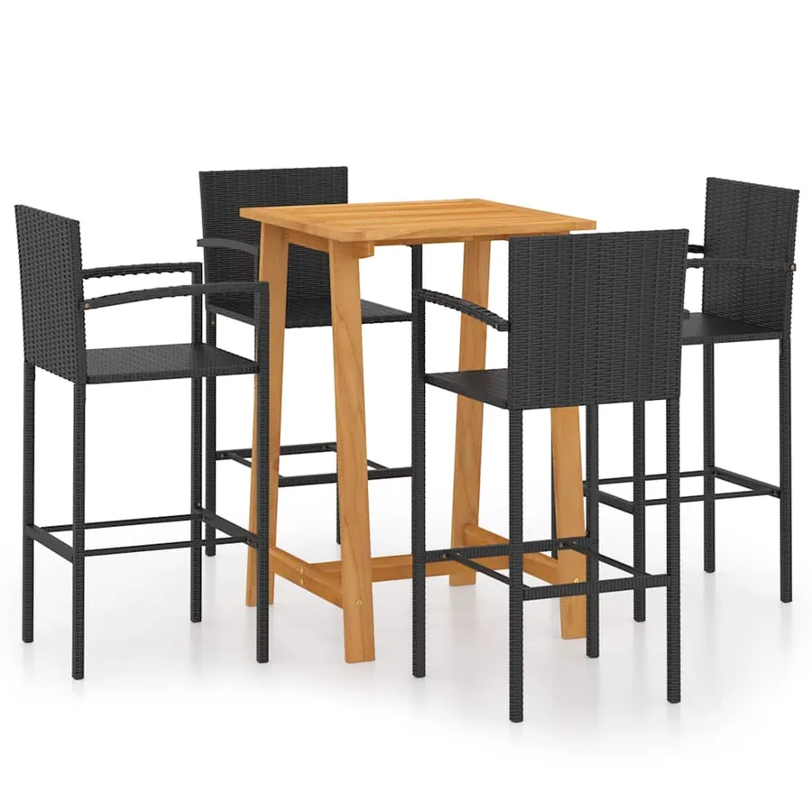 Ensemble de bar de jardin 5 pcs Noir - 2