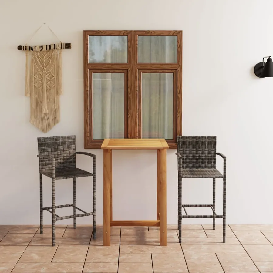 Ensemble de bar de jardin 3 pcs Gris