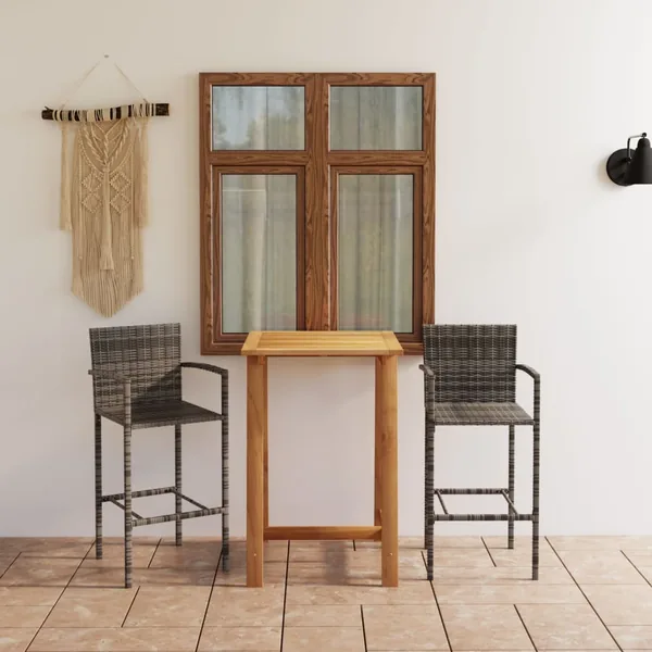 Ensemble de bar de jardin 3 pcs Gris