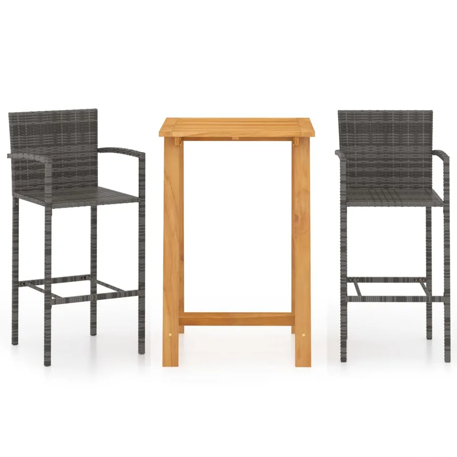 Ensemble de bar de jardin 3 pcs Gris - 2