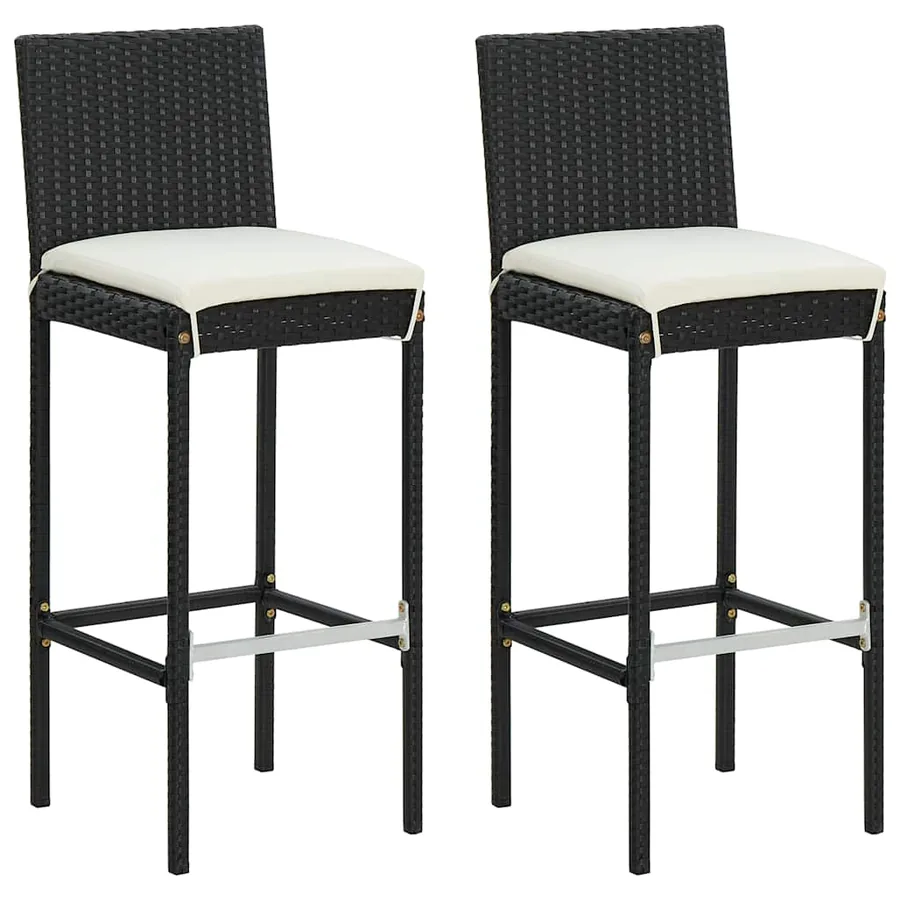 Ensemble de bar de jardin avec coussins 3 pcs Noir - 8
