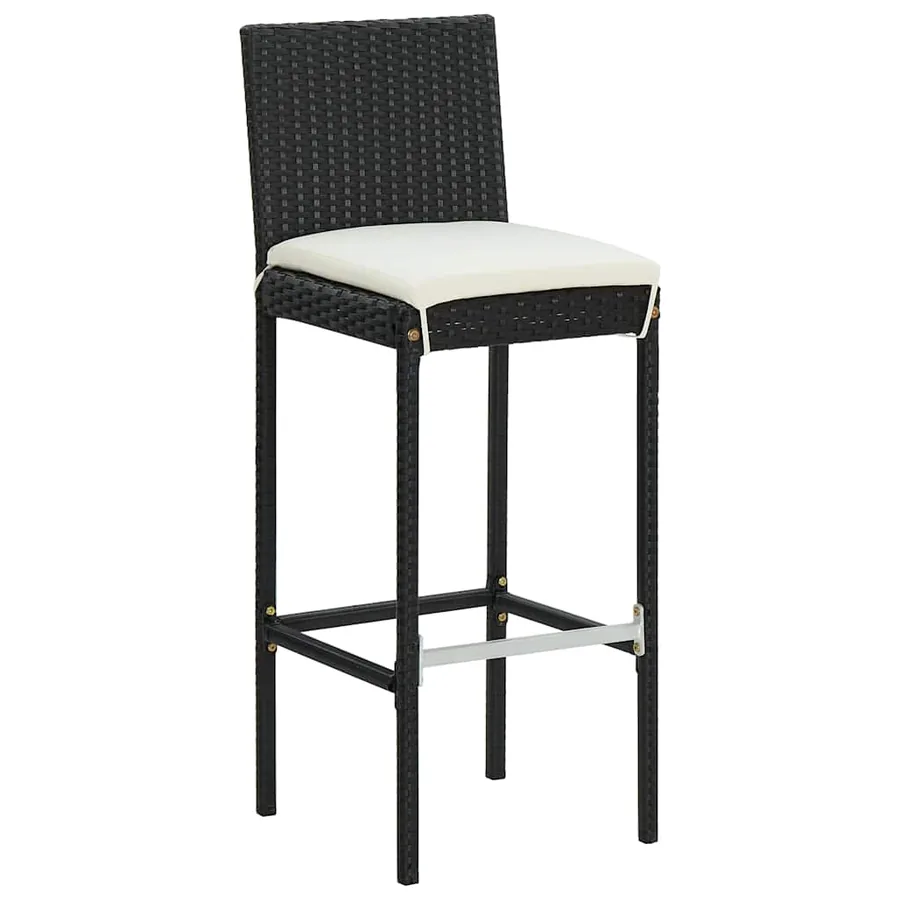 Ensemble de bar de jardin avec coussins 3 pcs Noir - 9