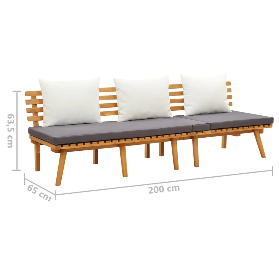 Lit de repos de jardin 200x65 cm Bois d'acacia solide - 10