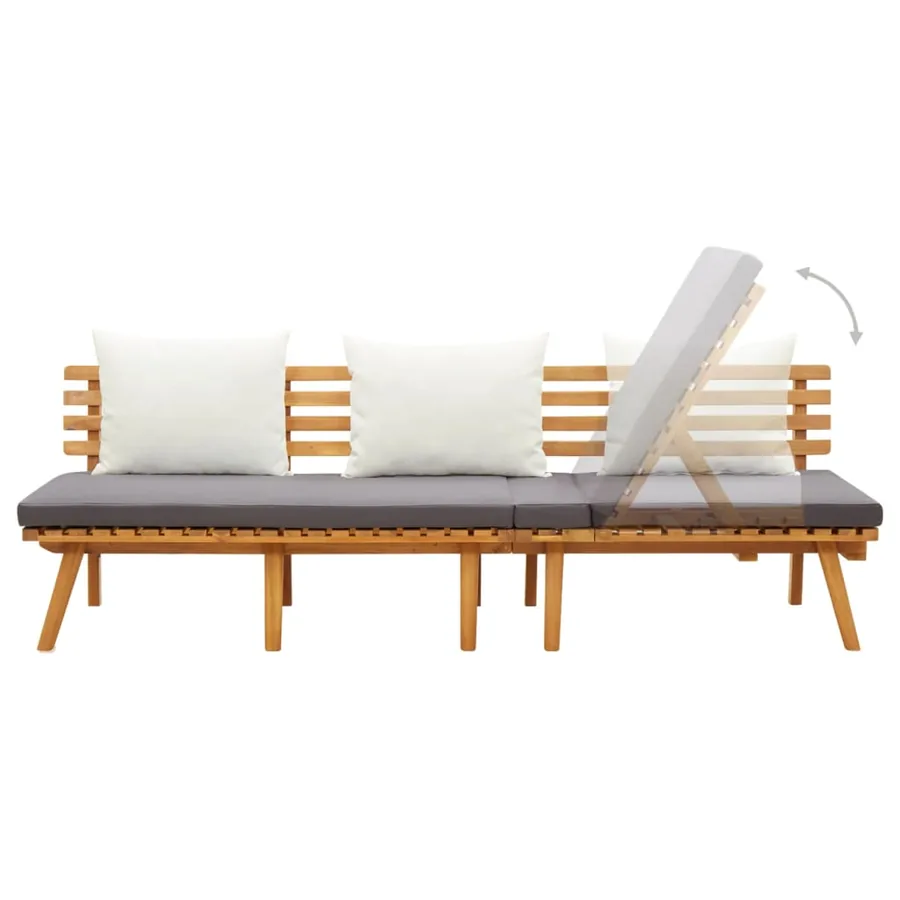 Lit de repos de jardin 200x65 cm Bois d'acacia solide - 3