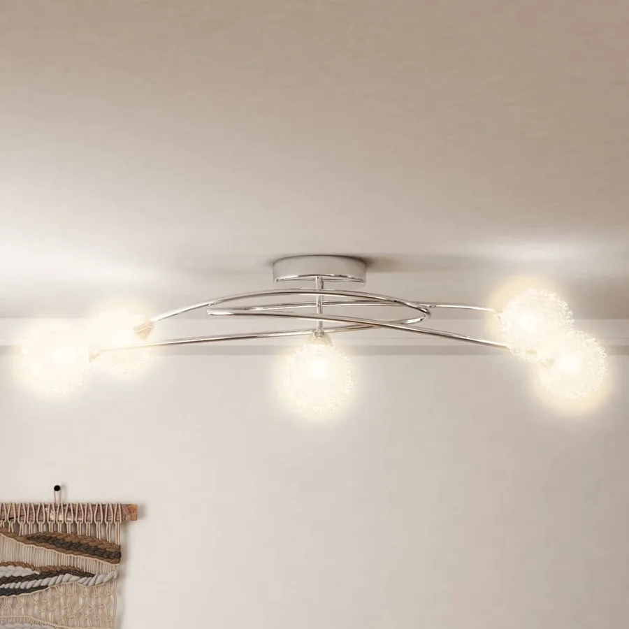 Plafonnier avec abat-jour en maille métallique pour 5 LED G9 - 3