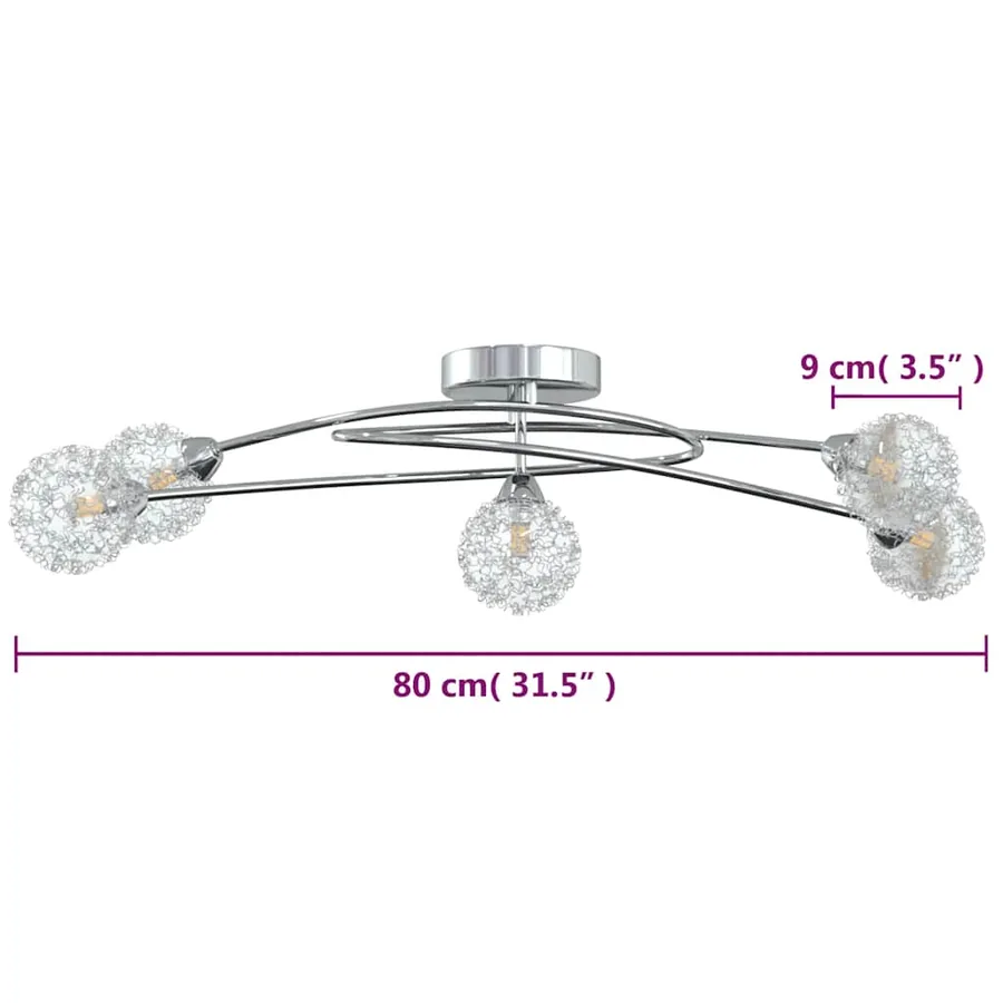 Plafonnier avec abat-jour en maille métallique pour 5 LED G9 - 6
