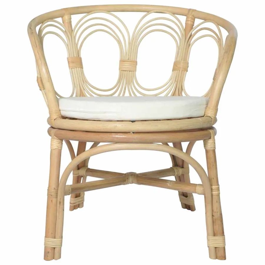 Chaise à manger avec coussin Rotin naturel et lin - 2