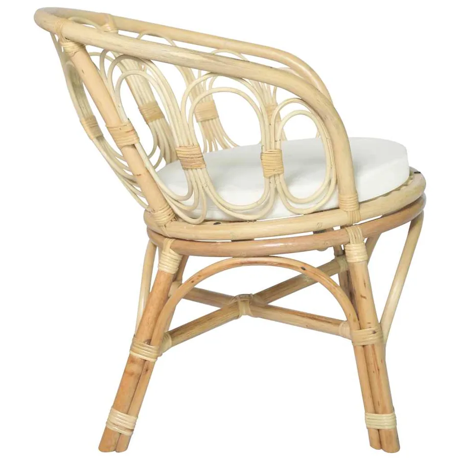 Chaise à manger avec coussin Rotin naturel et lin - 4