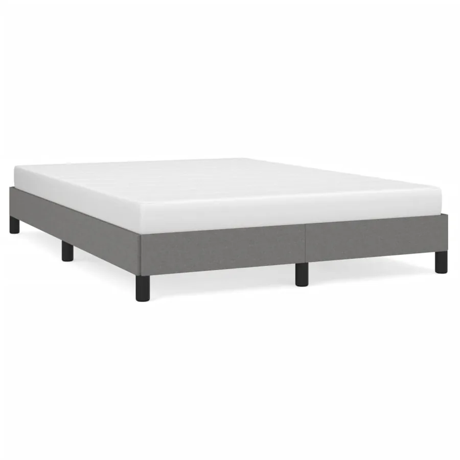 Cadre de lit sans matelas gris foncé 140x190 cm tissu - 2