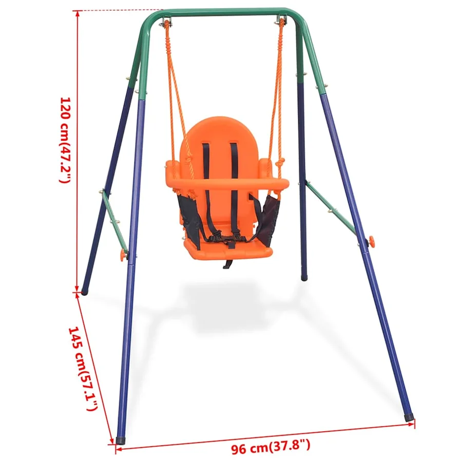 Balançoire pour enfants avec harnais de sécurité Orange - 7