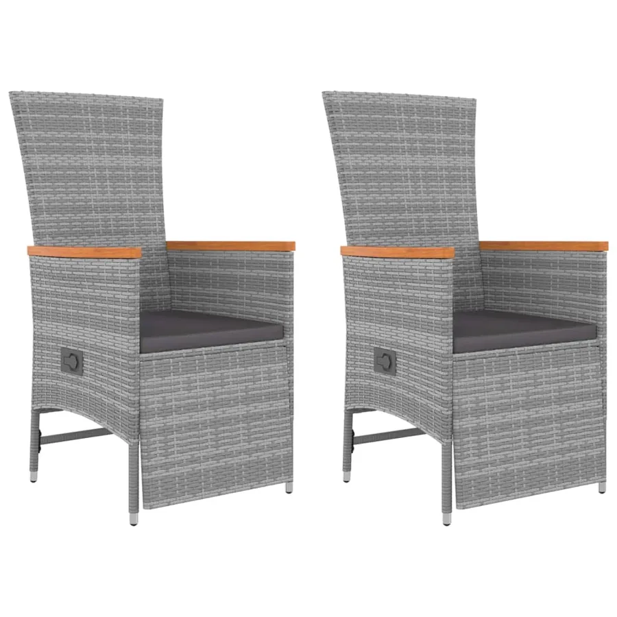 Ensemble de salon de jardin 3 pcs gris poly rotin et acacia - 4