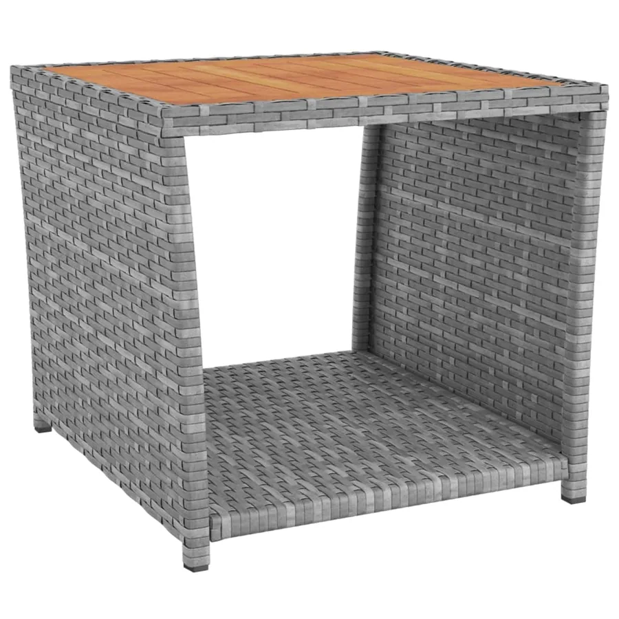 Ensemble de salon de jardin 3 pcs gris poly rotin et acacia - 5