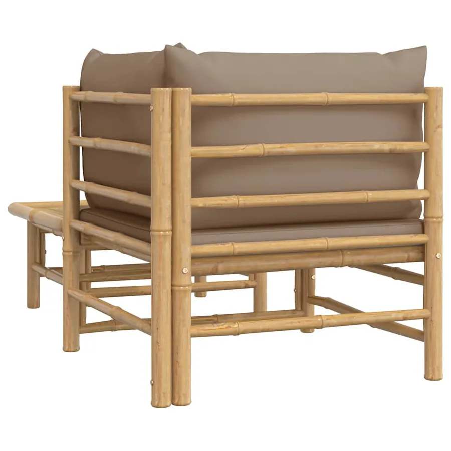 Salon de jardin 2 pcs avec coussins taupe bambou - 7
