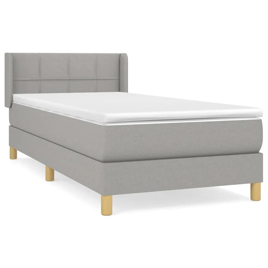 Sommier à lattes de lit et matelas Gris clair 90x190 cm Tissu - 2